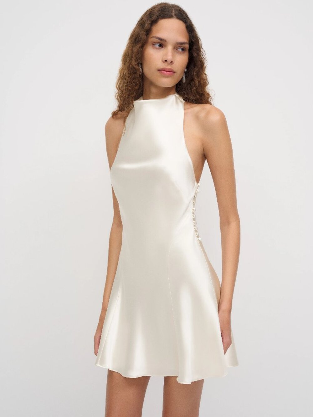 Reformation Roy Silk Mini Dress Ivory - Size 2